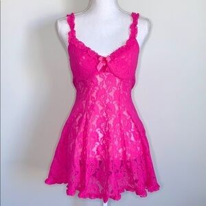Fuchsia Lace Babydoll Dress